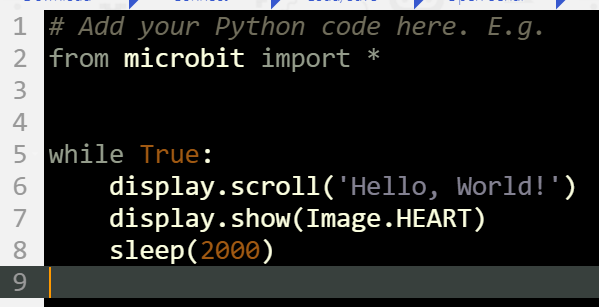 screenshot of the python editor, showing starter code